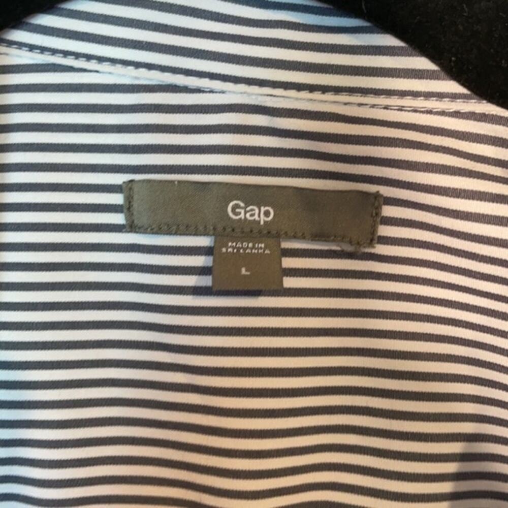 Gap Oversized Button Down Dark Gray Striped Shirt… - image 7